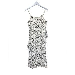 L Love Black & White Ruffle Midi Dress | Medium
